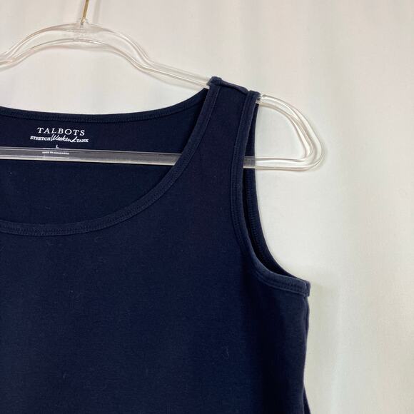 Talbots | Navy Weekend Tank Stretch Scoop Neck Cotton Spandex Womens Large - Picture 2 of 4